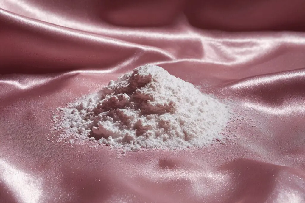 A delicate method answering the FAQ on how to get oil out of silk using baking soda to absorb the stain