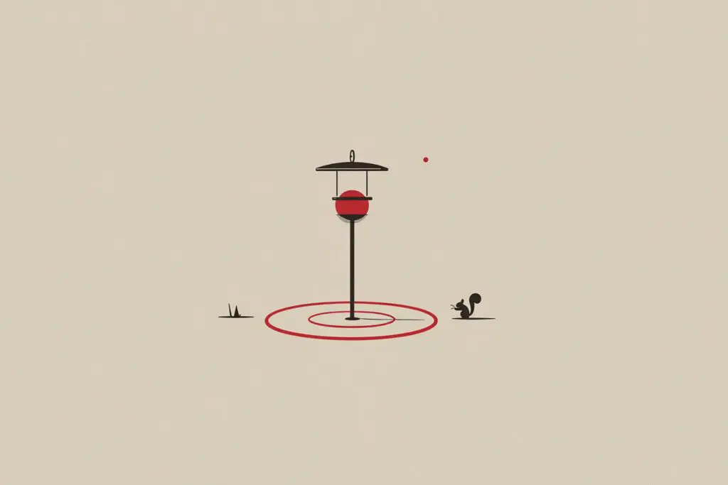A diagram of a squirrel deterrent, answering the FAQ on how to get rid of red squirrels
