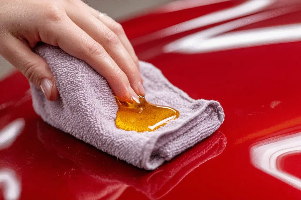 Amazing trick that shows how to get sap off a car without damage, using a microfiber cloth and a gentle solvent