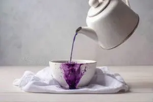 An amazing trick for how to get blueberry stains out of clothes, using hot water to flush the stain from a white shirt