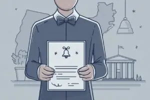 A person with a certificate and a Pennsylvania state outline, a guide on how to get ordained in PA.