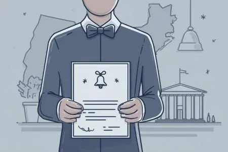 A person with a certificate and a Pennsylvania state outline, a guide on how to get ordained in PA.