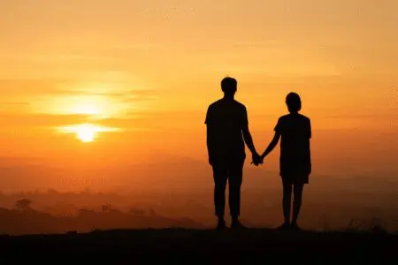 A symbolic image for how to get my husband on my side, showing a couple standing together in better unity