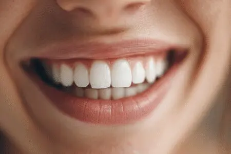 A timeline visual for how long it takes to get braces off, showing a perfect, happy smile after treatment.