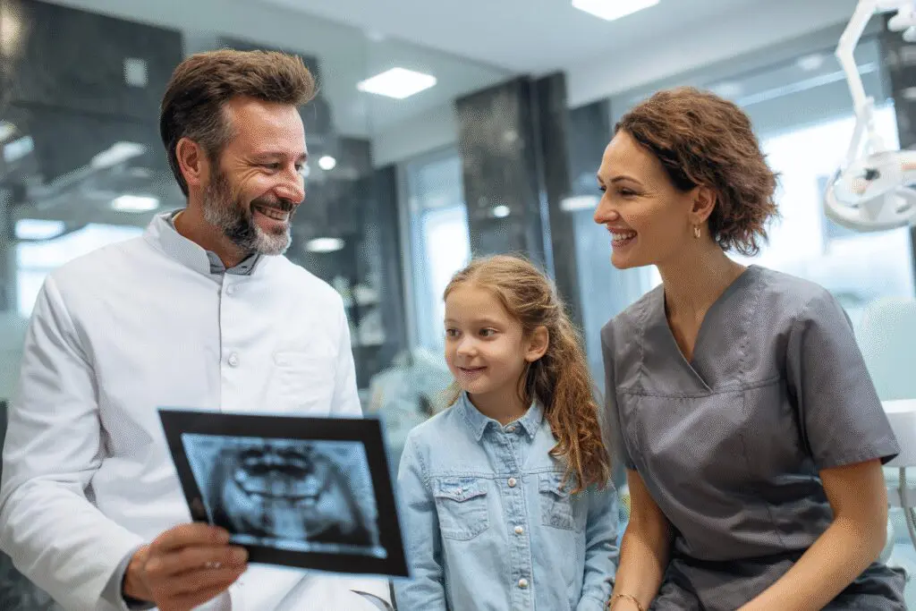 A visual guide for the FAQ How old do you have to be to get braces,showing a child's orthodontic consultation