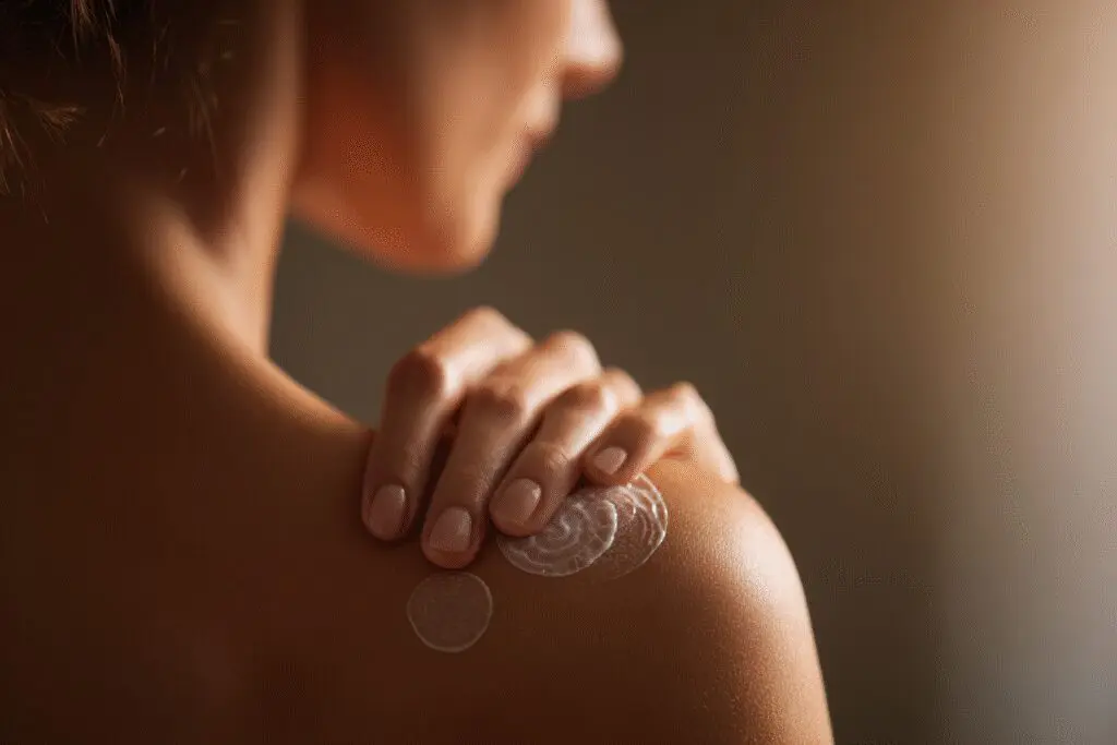 An easy way to heal quicker and how to get rid of cupping marks fast, showing a healing cream being applied