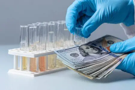 An exchange of a test tube for cash in a lab, answering how much do you get paid to donate sperm