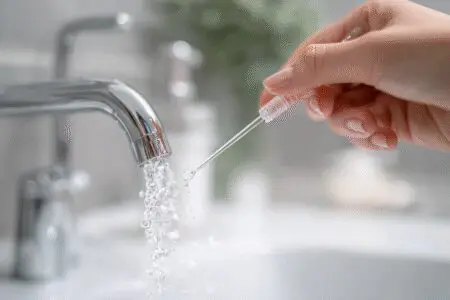 An urgent solution for how to get food out of a wisdom tooth hole fast, showing the use of a dental irrigation syringe