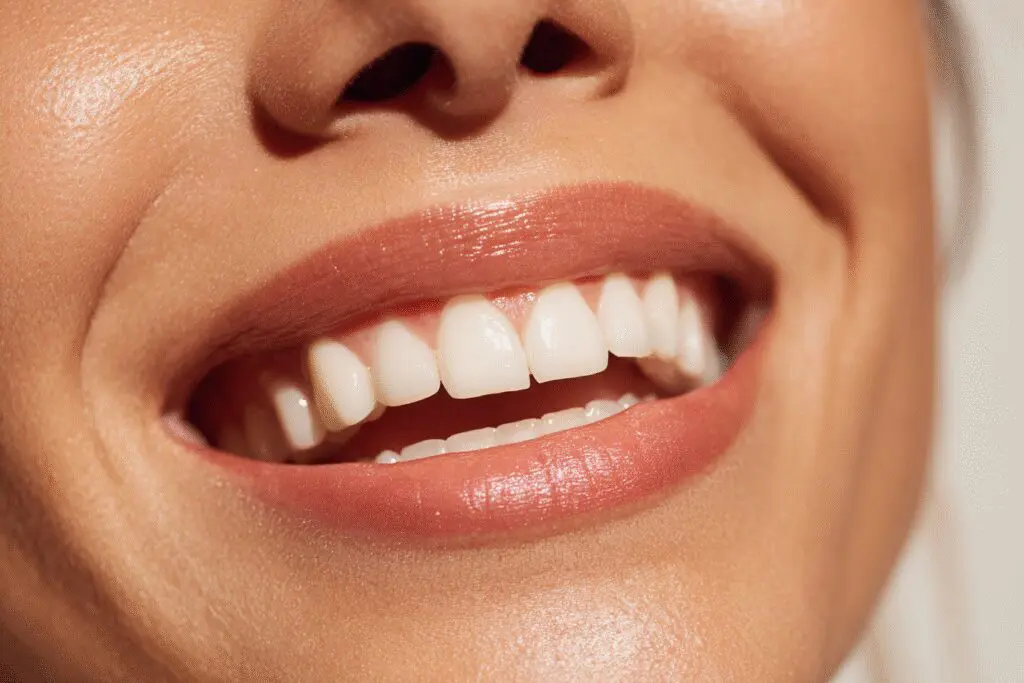 Answering the FAQ How long does it take to get braces off with a photo of a perfect smile after treatment.