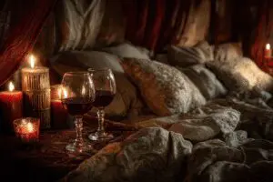 Simple tips to spark tonight and how to get in the mood, illustrated by a romantic and intimate candlelit setting