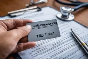 The truth about how to get TMJ covered by insurance plans, showing an insurance card and a medical form