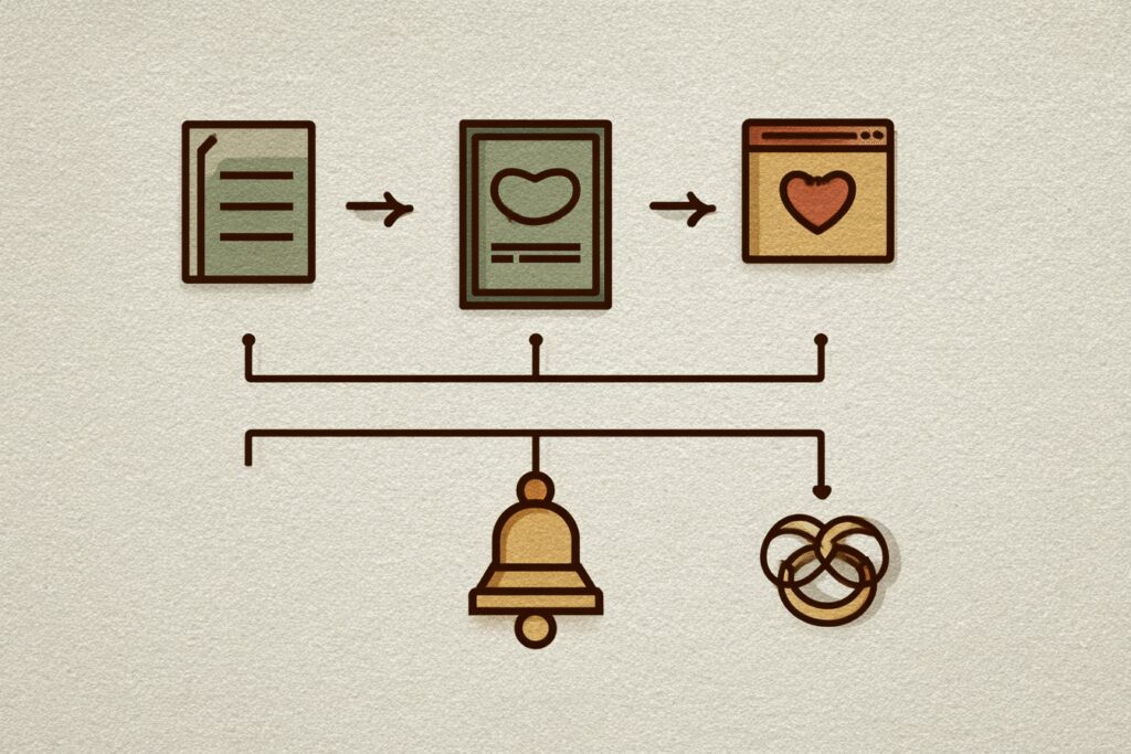 A flowchart for getting ordained with a Liberty Bell icon, answering the FAQ on how to get ordained in PA