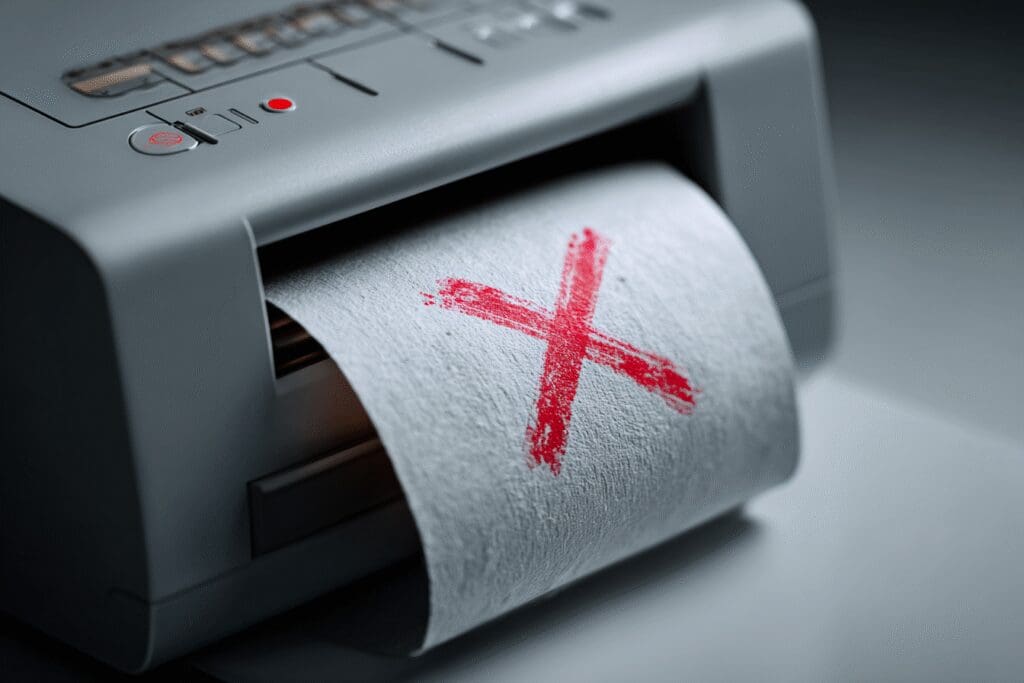 A machine removing a void mark from a receipt, answering the FAQ on how to get rid of void on card transactions.