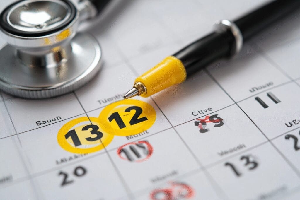 A timeline for the FAQ on how long it takes to get a CNA license, using a calendar to show the time frame.